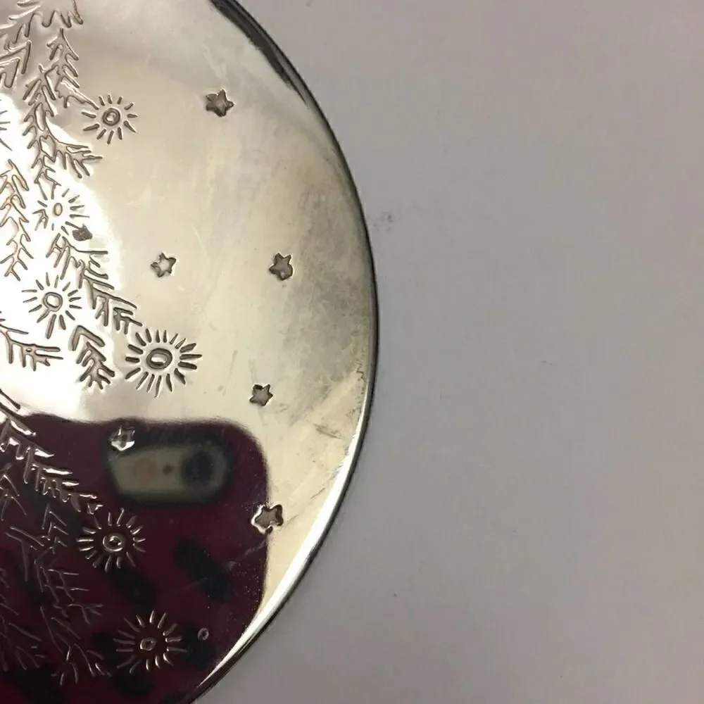 Vintage NOEL Christmas Tree Silver Plated Coasters